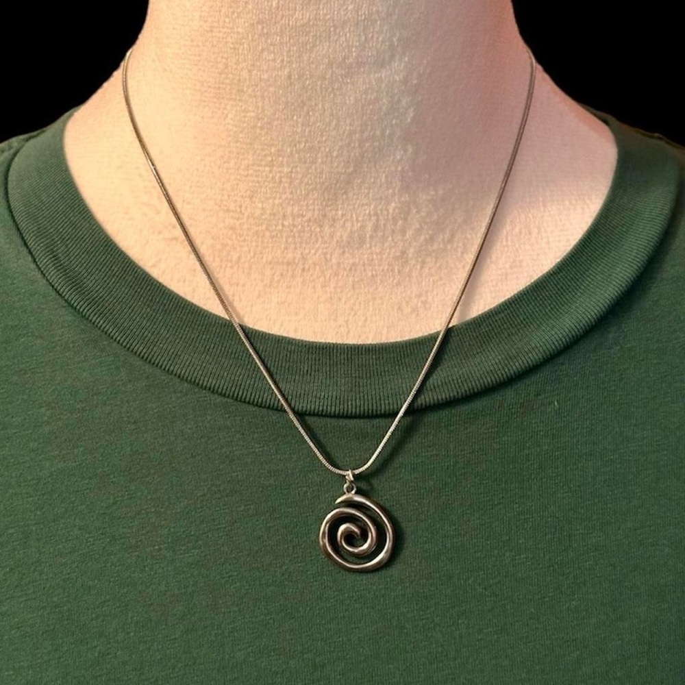Spiral Vortex Charm Snake Chain Necklaces Women Men Goth Grunge